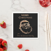 Cute Santa Claus, kerstmis, zwart en goud Servet (Insitu)