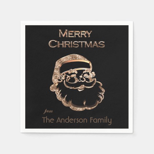 Cute Santa Claus, kerstmis, zwart en goud Servet (Voorkant)
