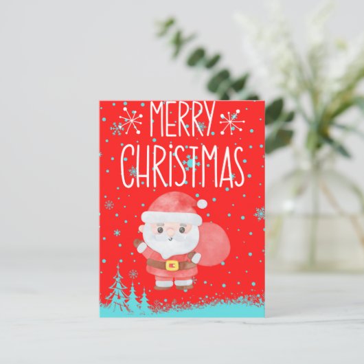 Cute Santa Claus-kerstrood Briefkaart (Staand voorkant)