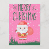 Cute Santa Claus kerstroze Briefkaart (Voorkant)