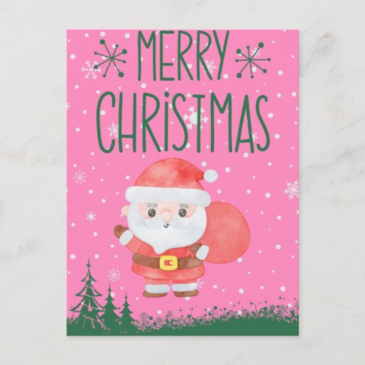 Cute Santa Claus kerstroze Briefkaart (Voorkant)