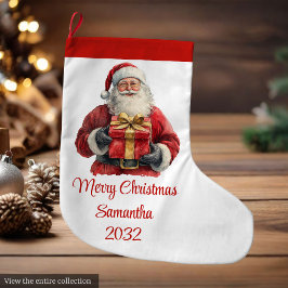 Cute Santa Claus Kids Watercolor Holiday Stocking Grote Kerstsok