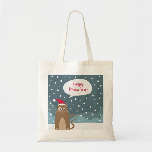 Cute santa claus kitten in xmas sneeuwlandschap tote bag (Voorkant)