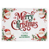 Cute Santa Claus Merry Christmas Groot Cadeauzakje (Achterkant)