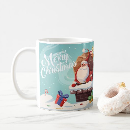 Cute Santa Claus Merry Christmas Mug | Festive Hol Koffiemok (Met donut)