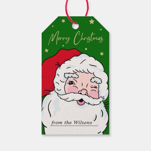 Cute Santa Claus Merry kerstcadeau Label Cadeaulabel (Achterkant)