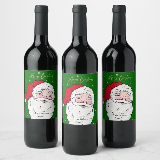 Cute Santa Claus Merry kerstcadeau Label Wijn Etiket (Flessen)