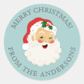 Cute  Santa Claus Merry Kerstmis Ronde Sticker (Voorkant)