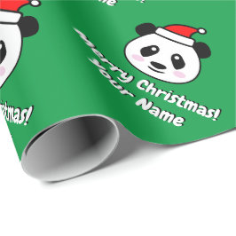 Cute Santa Claus panda beer gepersonaliseerd kerst Cadeaupapier