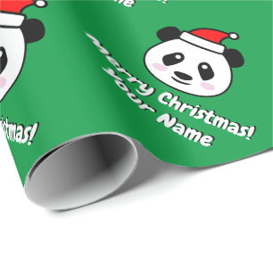 Cute Santa Claus panda beer gepersonaliseerd kerst Cadeaupapier