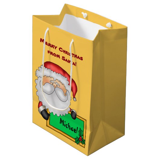 Cute Santa Claus Persoonlijk Medium Cadeauzakje (Voorkant Gekanteld)