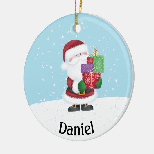 Cute Santa Claus Persoonlijke Kerstmis Keramisch Ornament (Links)