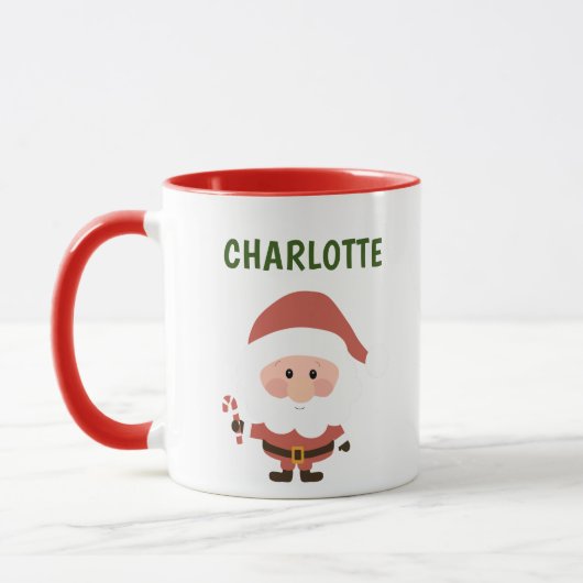 Cute Santa Claus Persoonlijke kerstnaam Mok (Links)