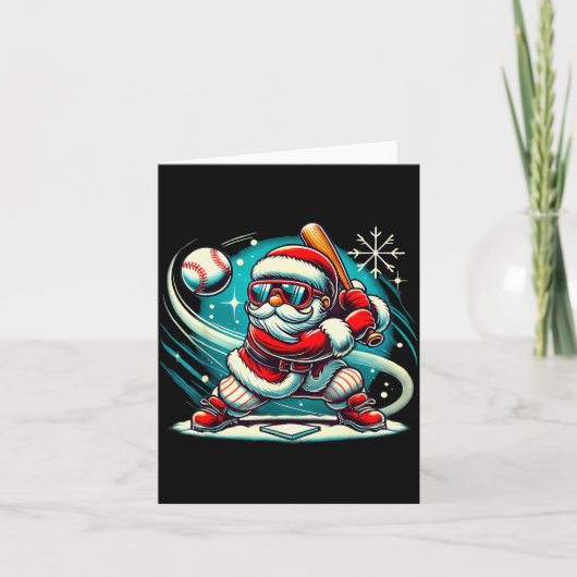 Cute Santa Claus Playing Baseball Boys Kids Teens  Kaart (Voorkant)