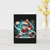 Cute Santa Claus Playing Baseball Boys Kids Teens  Kaart (Gele Bloem)