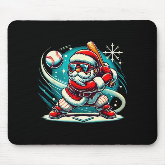 Cute Santa Claus Playing Baseball Boys Kids Teens  Muismat (Voorkant)