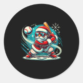 Cute Santa Claus Playing Baseball Boys Kids Teens  Ronde Sticker (Voorkant)
