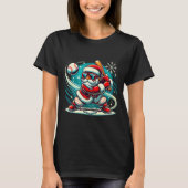 Cute Santa Claus Playing Baseball Boys Kids Teens  T-shirt (Voorkant)