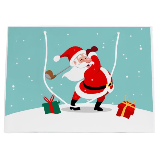 Cute Santa Claus plays golf illustration Groot Cadeauzakje (Voorkant)