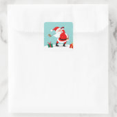 Cute Santa Claus plays golf illustration Vierkante Sticker (Tas)