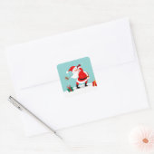 Cute Santa Claus plays golf illustration Vierkante Sticker (Envelop)