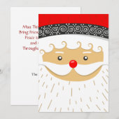 Cute Santa Claus Portrait Holiday Card Feestdagenkaart (Voorkant / Achterkant)