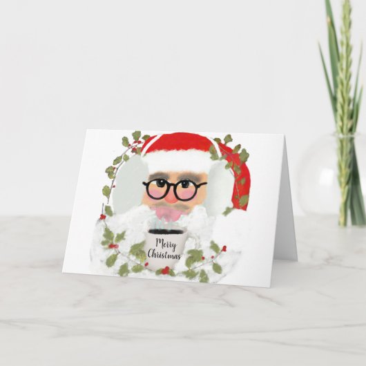 Cute Santa Claus Red And White Merry Christmas Feestdagen Kaart (Voorkant)