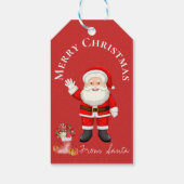 Cute Santa Claus Red Berries Red Merry kerst Cadeaulabel (Achterkant)