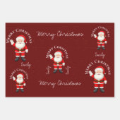 Cute Santa Claus Red Blue Merry kerst Inpakpapier Vel (Voorkant 2)