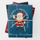 Cute Santa Claus Red Blue Merry kerst Inpakpapier Vel (In situ)