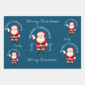 Cute Santa Claus Red Blue Merry kerst Inpakpapier Vel (Voorkant)