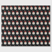 Cute Santa Claus Red Pet kerstzwart Cadeaupapier (Vlak)