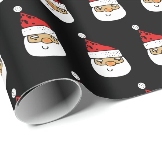 Cute Santa Claus Red Pet kerstzwart Cadeaupapier (Rol Hoek)