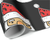 Cute Santa Claus Red Pet op Black Kerstmis Wrappi Cadeaupapier (Rol Hoek)