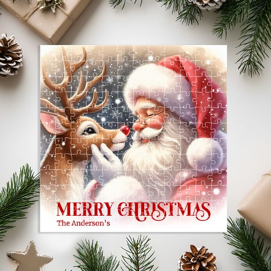 Cute Santa Claus Rudolph Christmas Holiday Legpuzzel