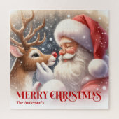 Cute Santa Claus Rudolph Christmas Holiday Legpuzzel (Verticaal)