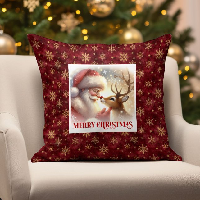 Cute Santa Claus Rudolph Christmas Throw Pillow   Kussen (Cute Santa Claus Rudolph Christmas Throw Pillow Decor

)