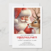 Cute Santa Claus Rudolph Cozy Christmas Eve Party Kaart (Voorkant)