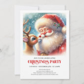 Cute Santa Claus Rudolph Holiday Family Joy Party  Kaart (Voorkant)