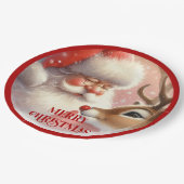 Cute Santa Claus Rudolph Holiday Paper Plates Papieren Bordje (Gekanteld)