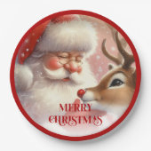 Cute Santa Claus Rudolph Holiday Paper Plates Papieren Bordje (Voorkant)