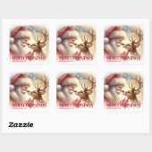 Cute Santa Claus Rudolph Personalized Holiday Kids Vierkante Sticker (Vel)
