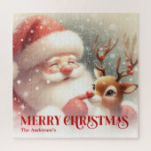 Cute Santa Claus Rudolph Personalized Kids Gift Legpuzzel (Verticaal)