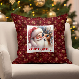 Cute Santa Claus Rudolph Pillow Cozy Holiday Accen Kussen