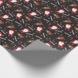 Cute Santa Claus Rudolph Reindeer Pattern Cadeaupapier