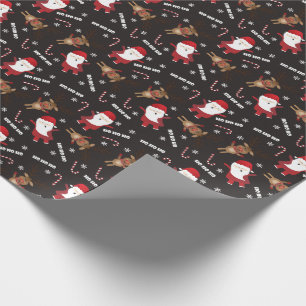 Cute Santa Claus Rudolph Reindeer Pattern Cadeaupapier