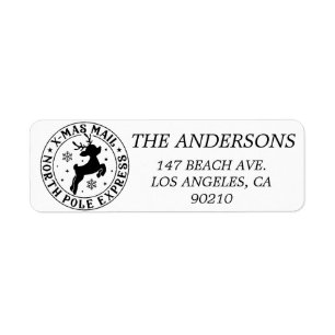 Cute Santa Claus Seal North Pole address label