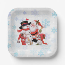 Cute Santa Claus Snowman Snow Papieren Bordje
