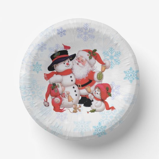 Cute Santa Claus Snowman Snow Papieren Kommen (Voorkant)