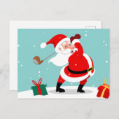 Cute Santa Claus speelt golfillustratie Briefkaart (Voorkant / Achterkant)